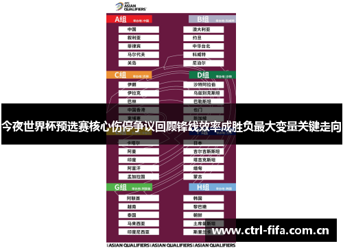 今夜世界杯预选赛核心伤停争议回顾锋线效率成胜负最大变量关键走向 今夜世界杯预选赛核心伤停争议回顾锋线效率成胜负最大变量关键走向